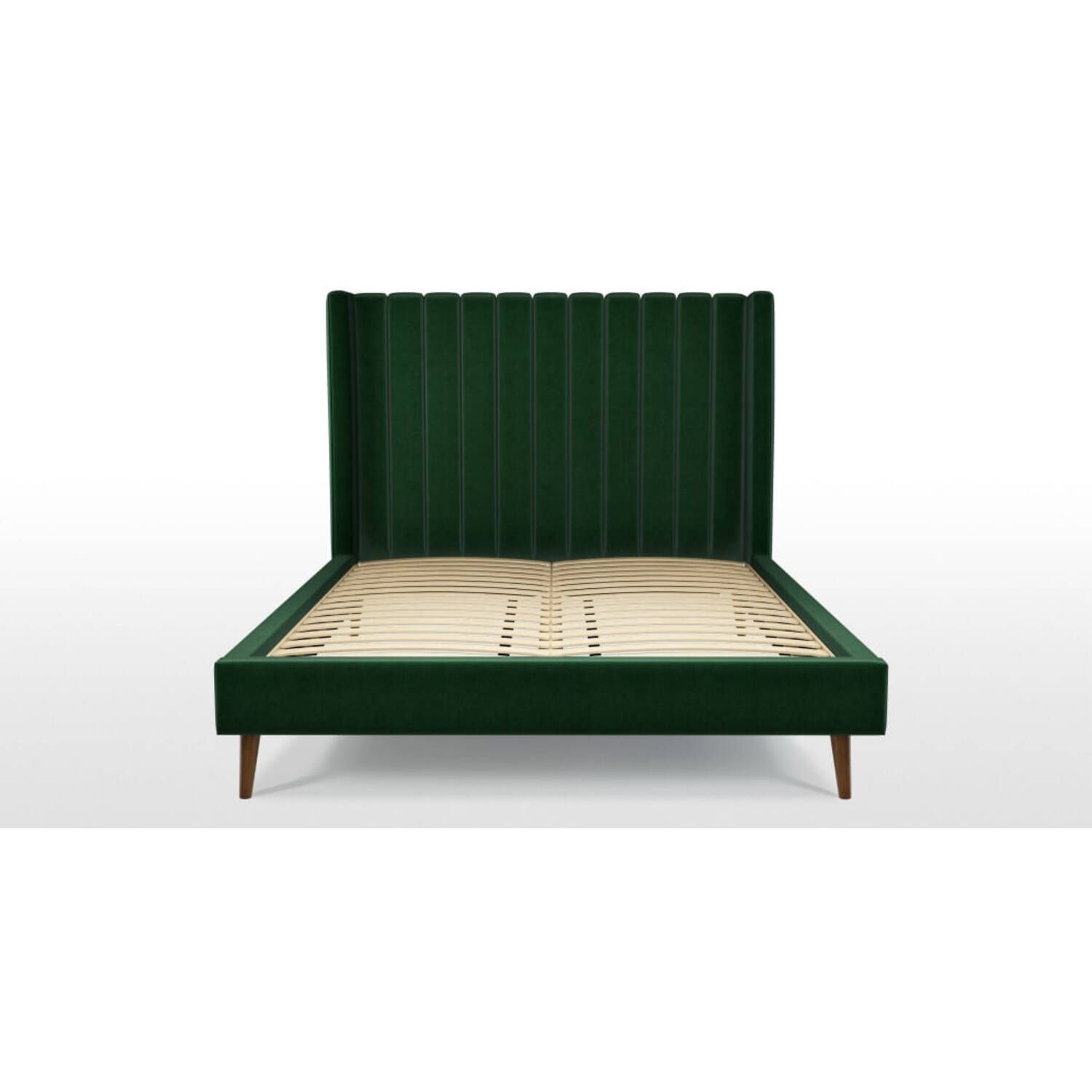 Кровать Cory на деревянных ножках, зеленая