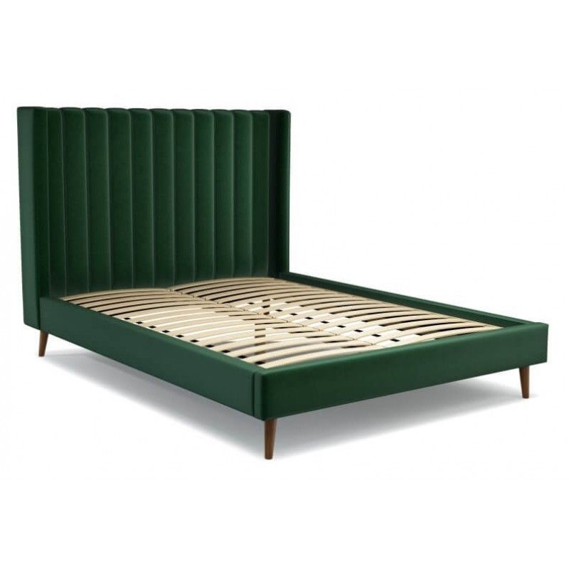 Кровать Cory на деревянных ножках, зеленая