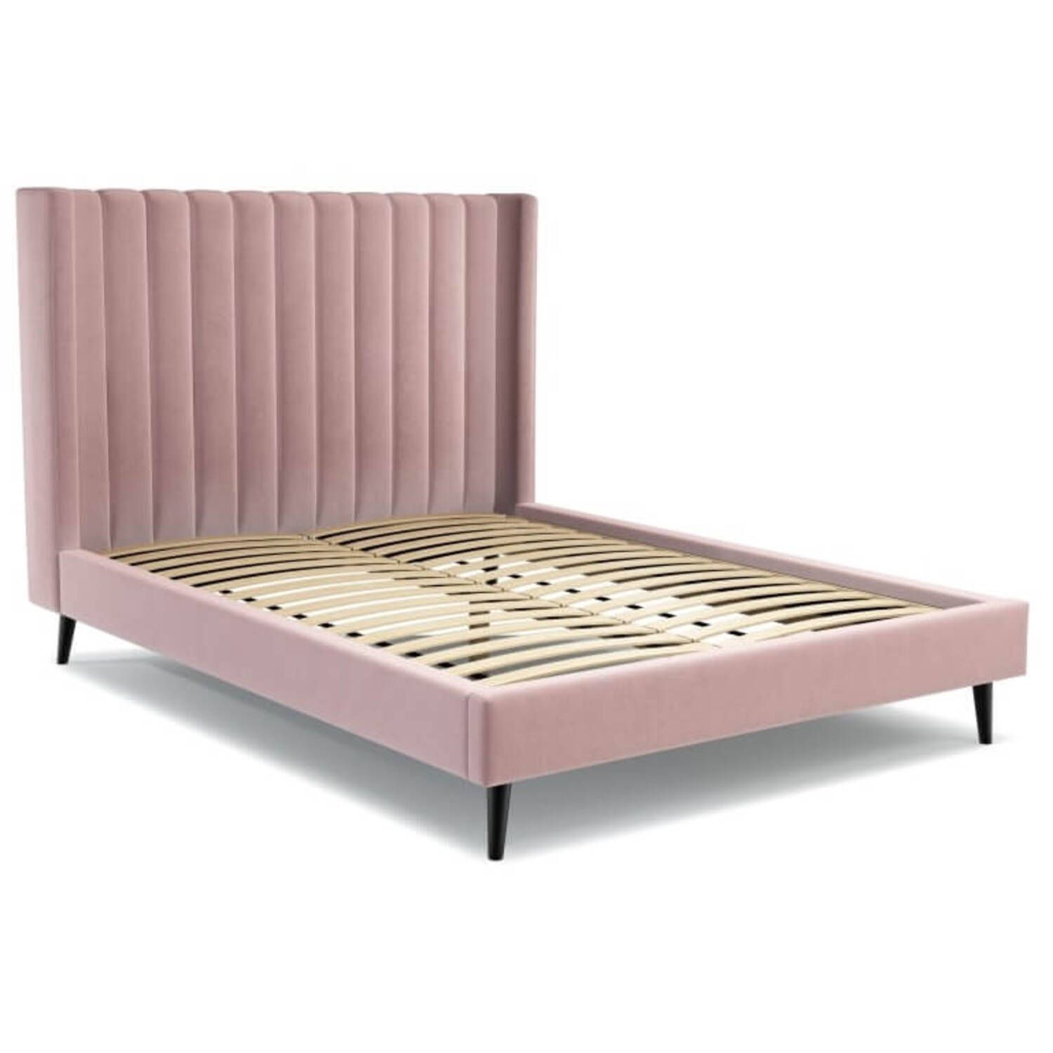 Кровать Cory на деревянных ножках, розовая