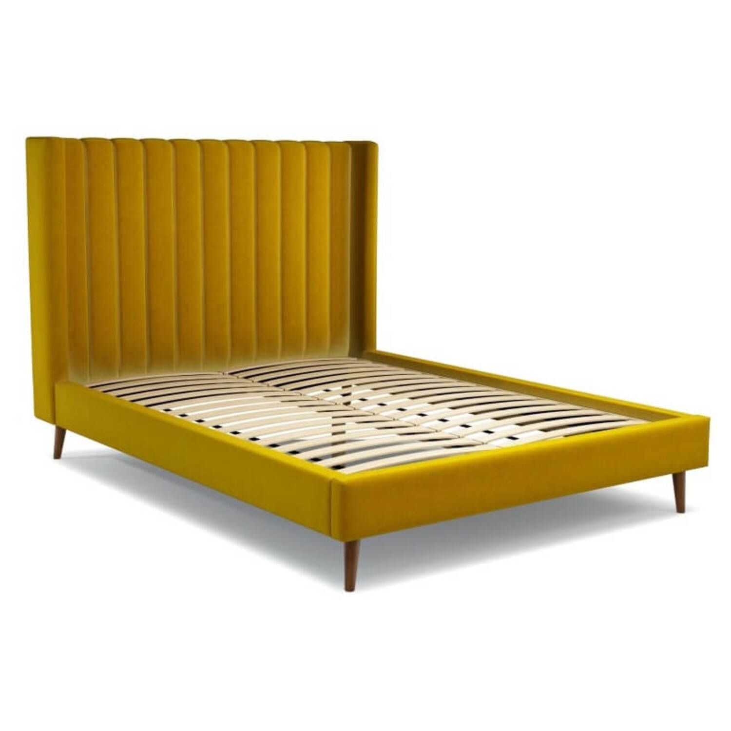 Кровать Cory на деревянных ножках, желтая