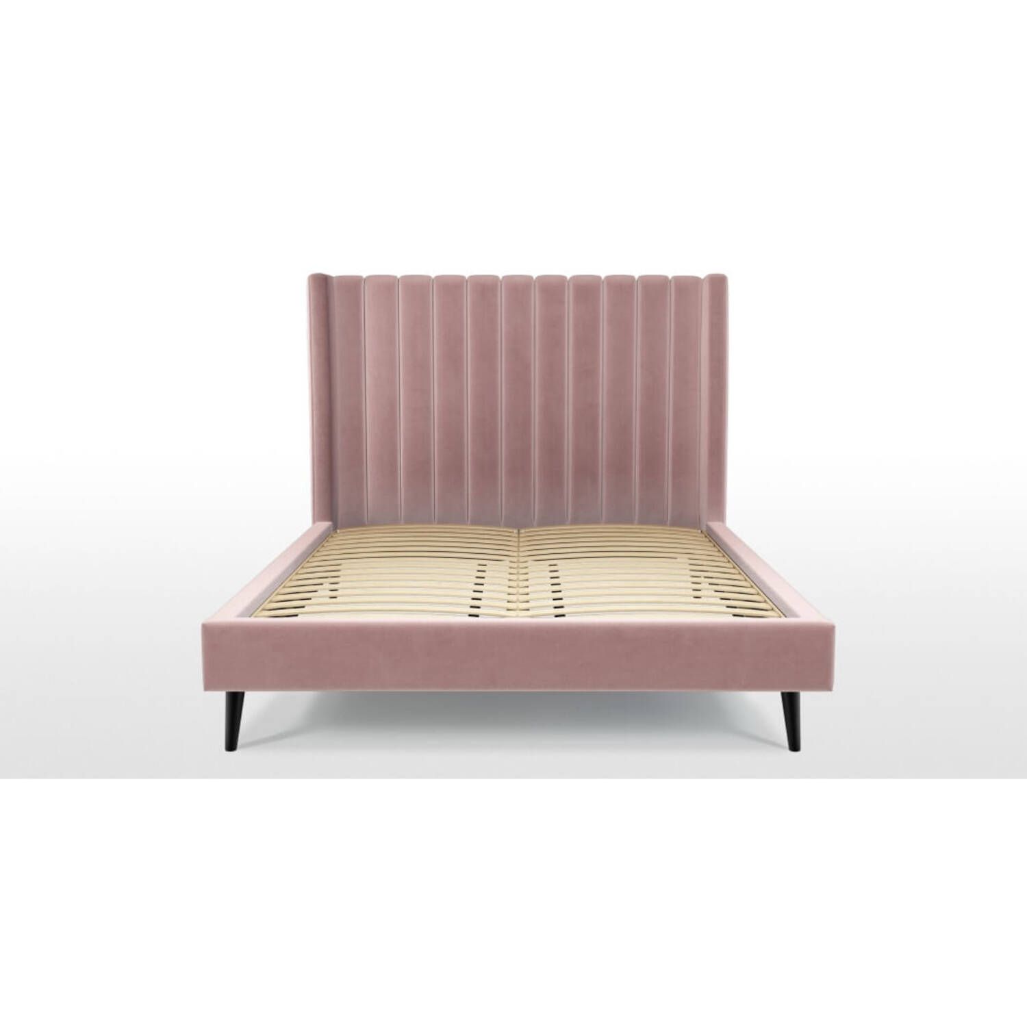 Кровать Cory на деревянных ножках, розовая