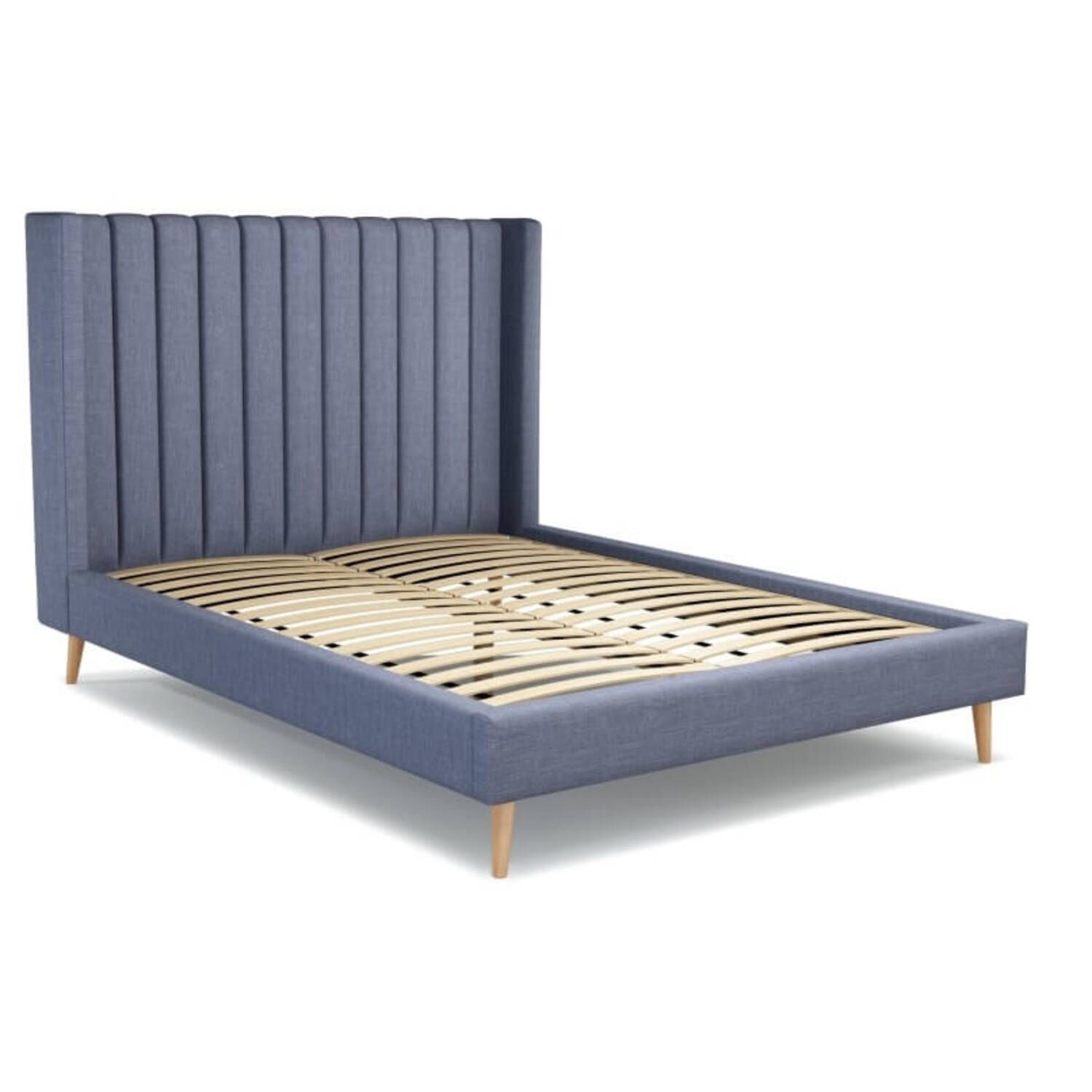 Кровать Cory на деревянных ножках, синяя