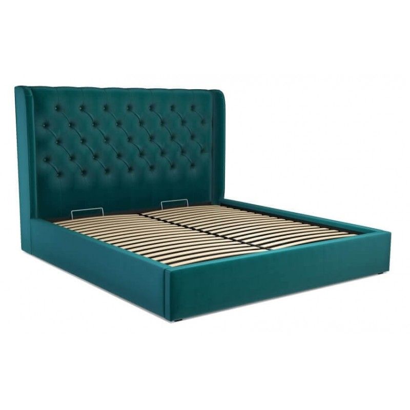 Кровать Romero с подъемным механизмом, бирюзовая