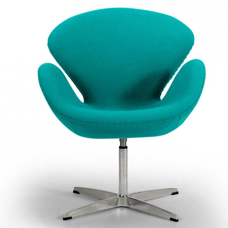 Бирюзовое кресло Swan, тканевая обивка