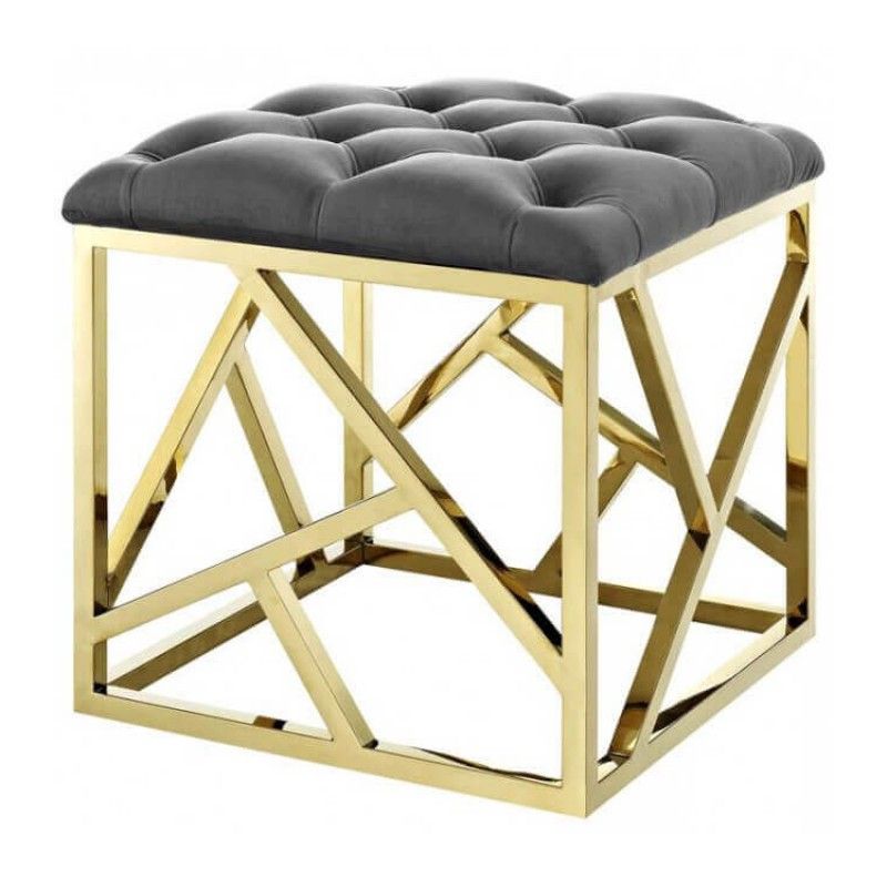 Пуф Gold geometric base, серый