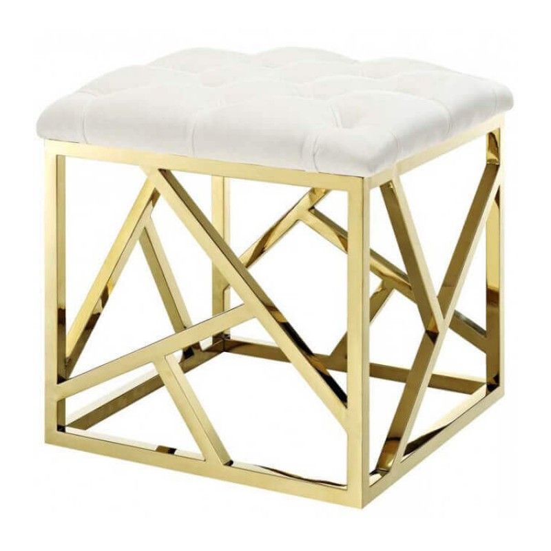 Пуф Gold geometric base, белый