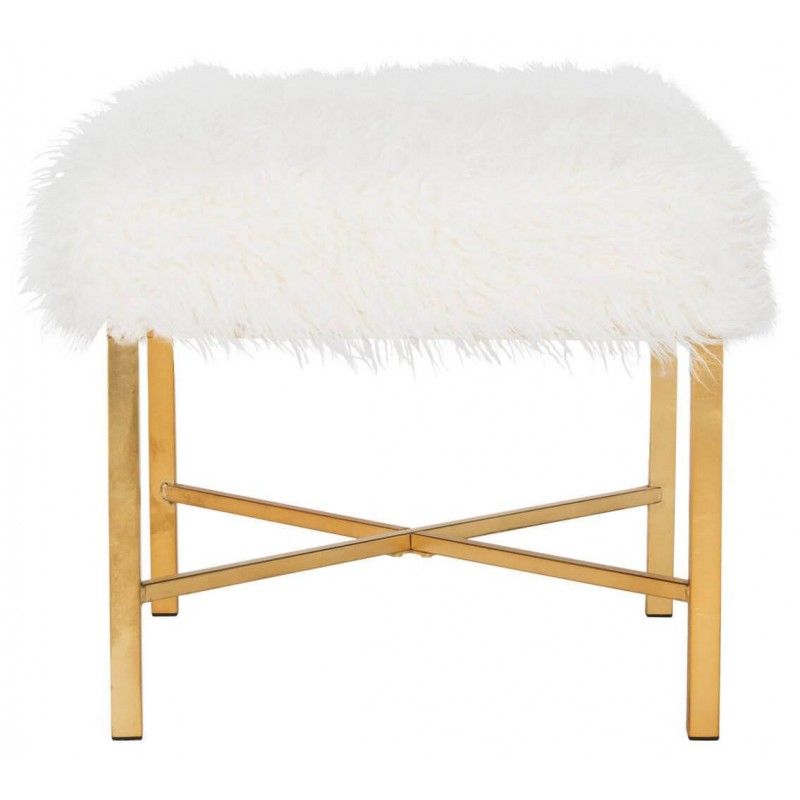 Пуф Horace, белый, с золотистым покрытием ножек