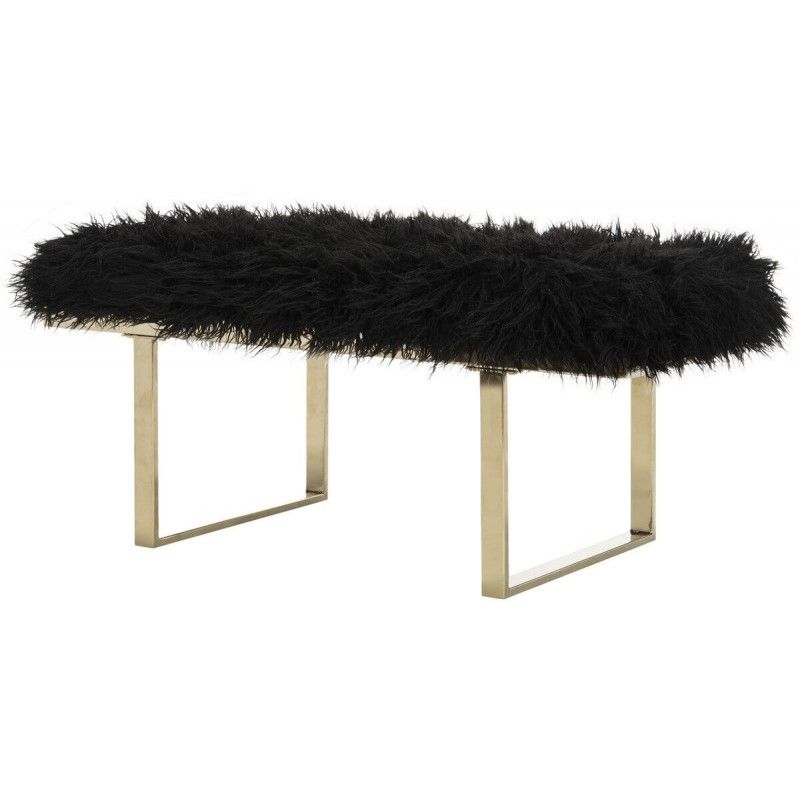 Банкетка Maia, черная, овечья шерсть