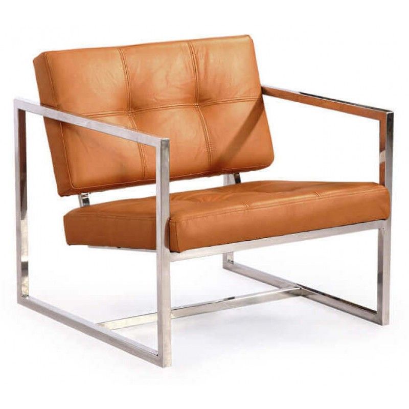 Кресло Cube оранжевое кожаное