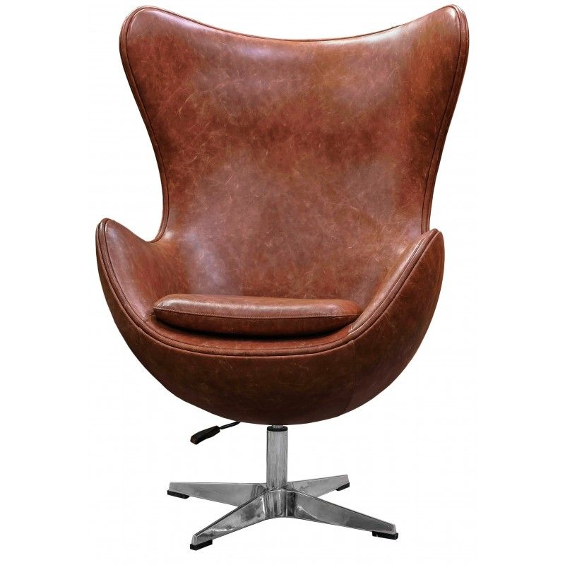Коричневое кожаное кресло Egg