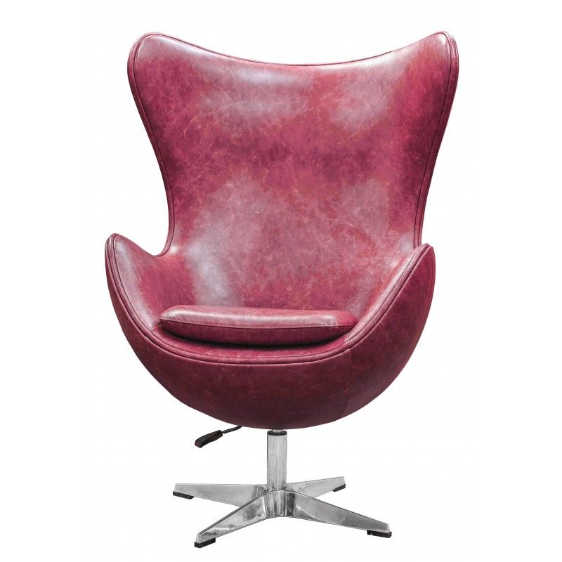 Красное кожаное кресло Egg