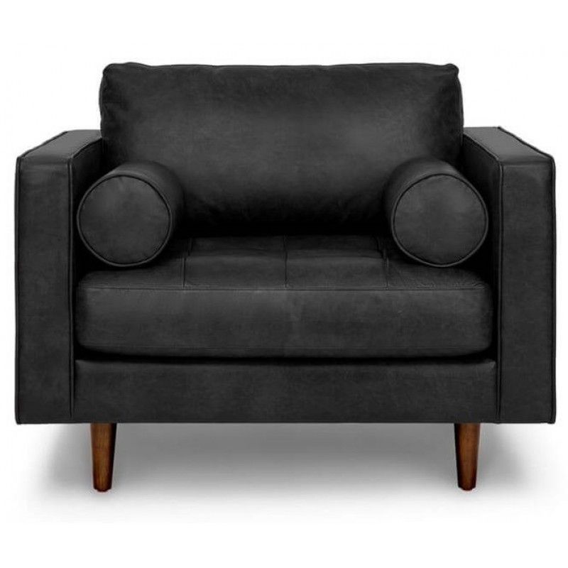 Кресло Sven, черное кожаное