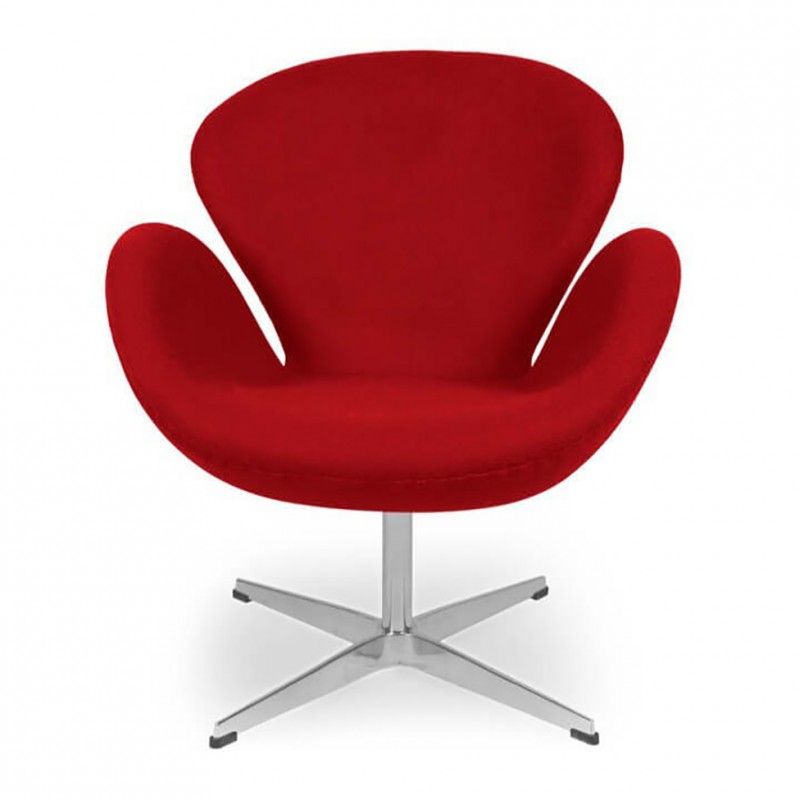 Красное кресло Swan, тканевая обивка