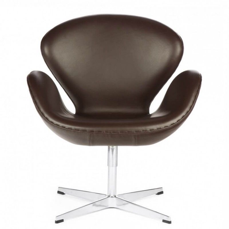 Темно-коричневое кожаное кресло Swan