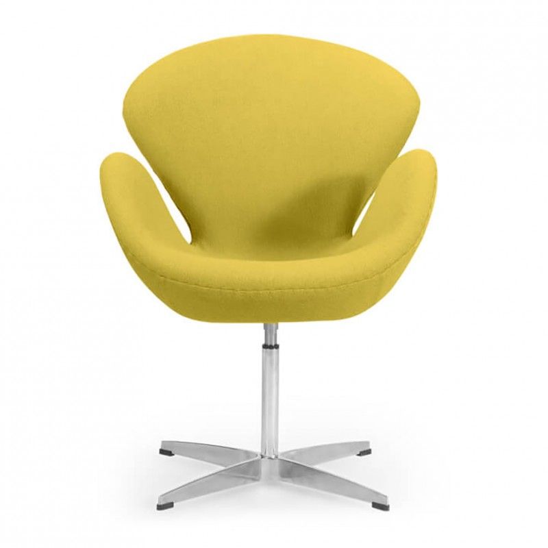 Горчичное кресло Swan, тканевая обивка