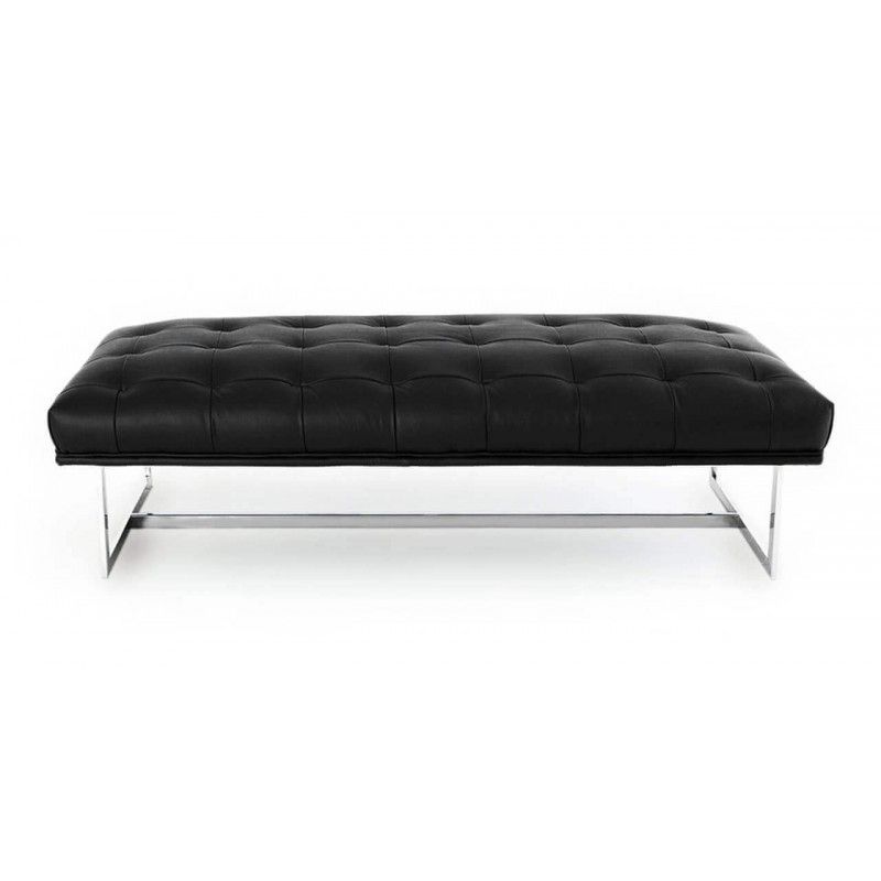 Банкетка Edward черная кожаная