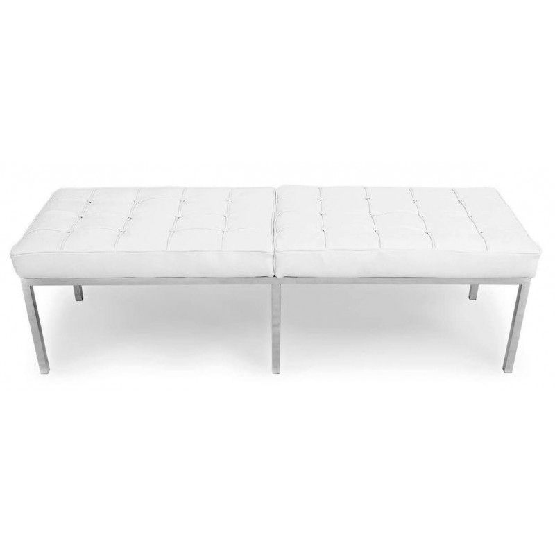 Банкетка Florence белая трехместная, экокожа