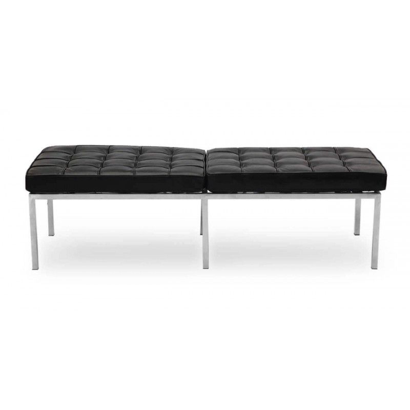 Банкетка Florence черная кожаная трехместная