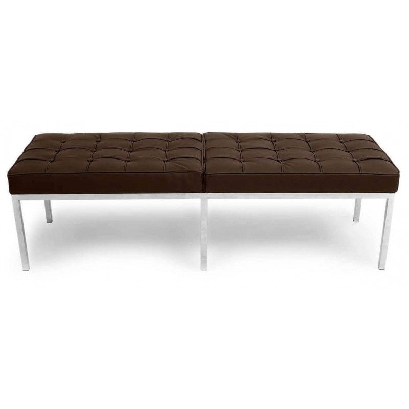 Банкетка Florence коричневая кожаная трехместная