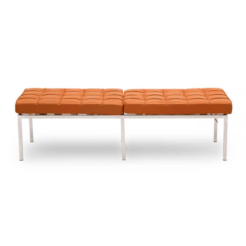 Банкетка Florence оранжевая трехместная, экокожа