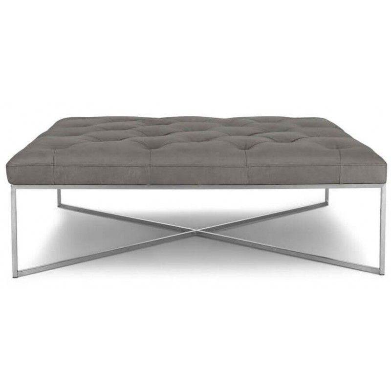 Пуф Tablet, серый кожаный