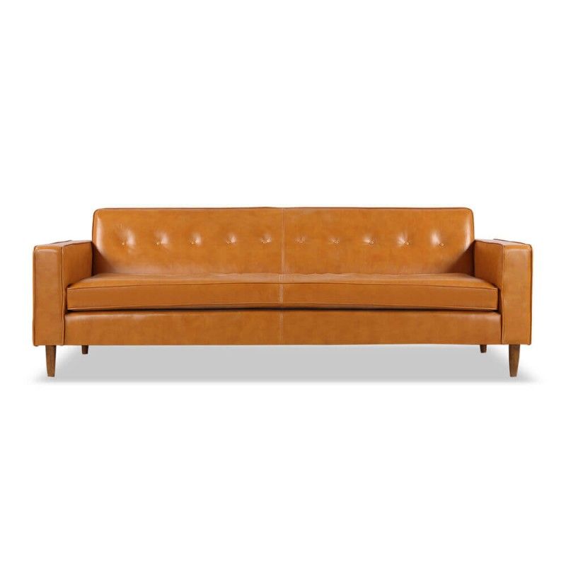 Диван Eleanor, рыжий кожаный, натуральная кожа.
