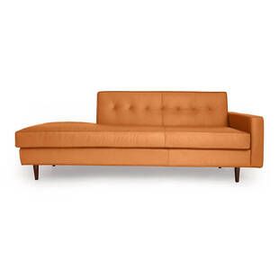 Прямой диван тахта Eleanor, оранжевый кожаный