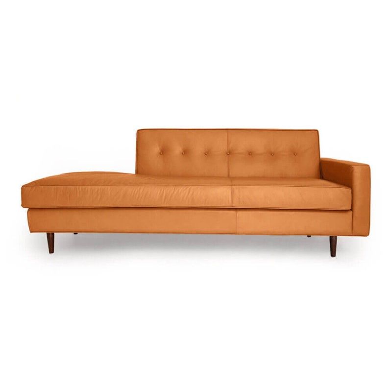 Прямой диван тахта Eleanor, оранжевый кожаный