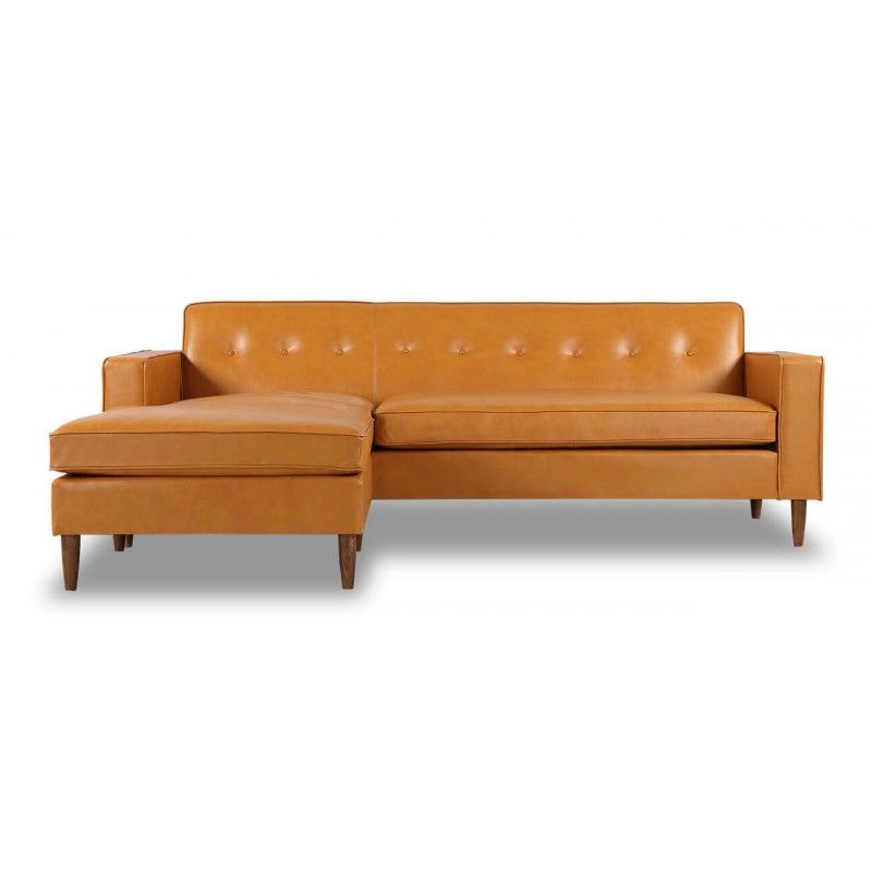 Угловой диван Eleanor, оранжевый кожаный