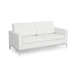 Белый кожаный двухместный диван Florence