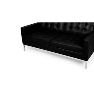 Черный кожаный двухместный диван Florence