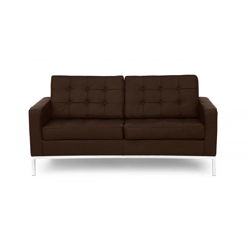 Коричневый кожаный двухместный диван Florence