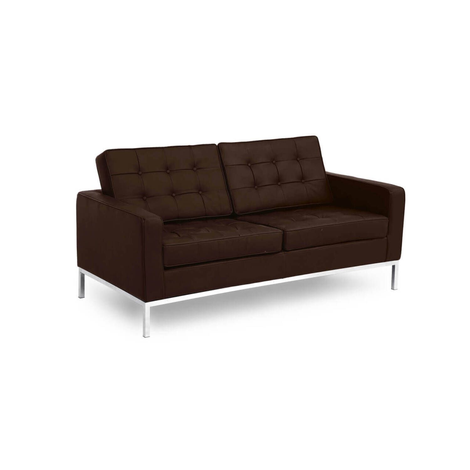 Коричневый кожаный двухместный диван Florence