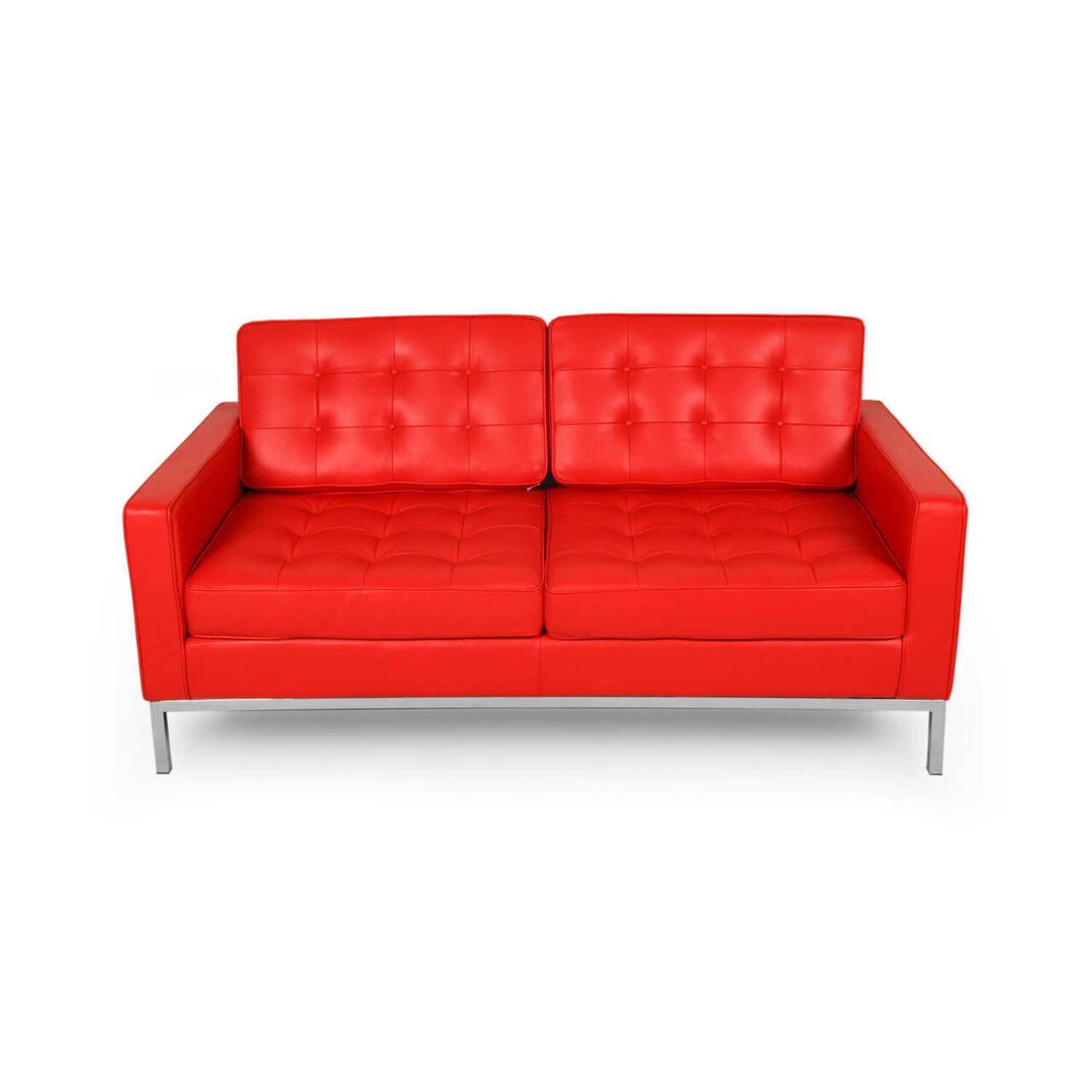 Красный кожаный двухместный диван Florence купить