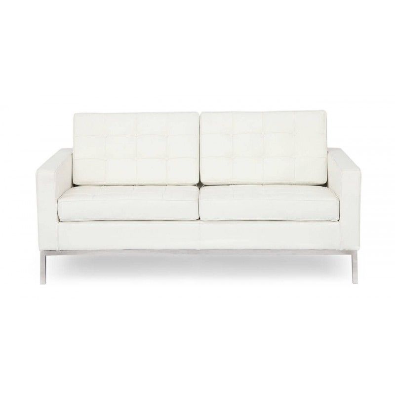 Кремовый кожаный двухместный диван Florence