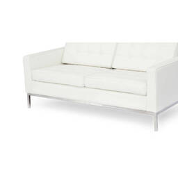 Кремовый кожаный двухместный диван Florence