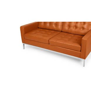 Оранжевый кожаный двухместный диван Florence