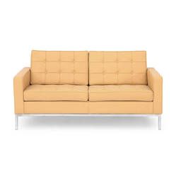 Песочный кожаный двухместный диван Florence
