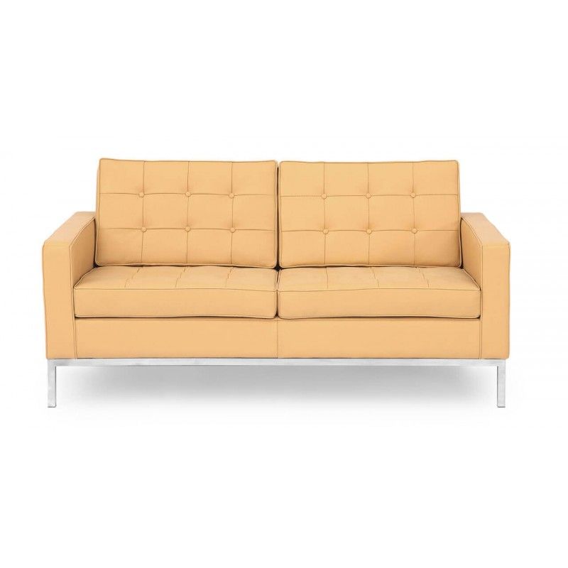 Песочный кожаный двухместный диван Florence