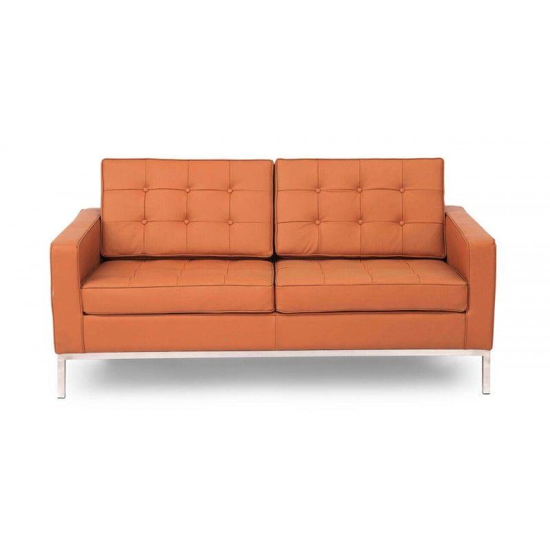 Терракотовый кожаный двухместный диван Florence