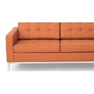 Терракотовый кожаный двухместный диван Florence