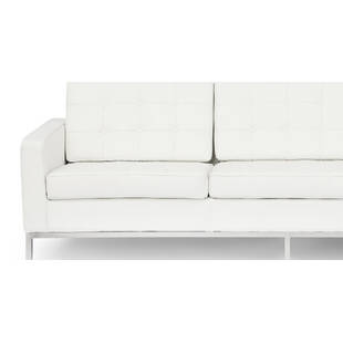 Белый кожаный трехместный диван Florence