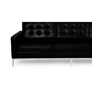 Черный кожаный трехместный диван Florence