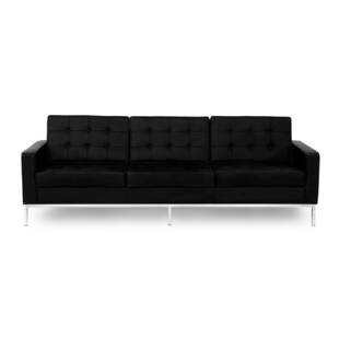 Черный кожаный трехместный диван Florence, экокожа
