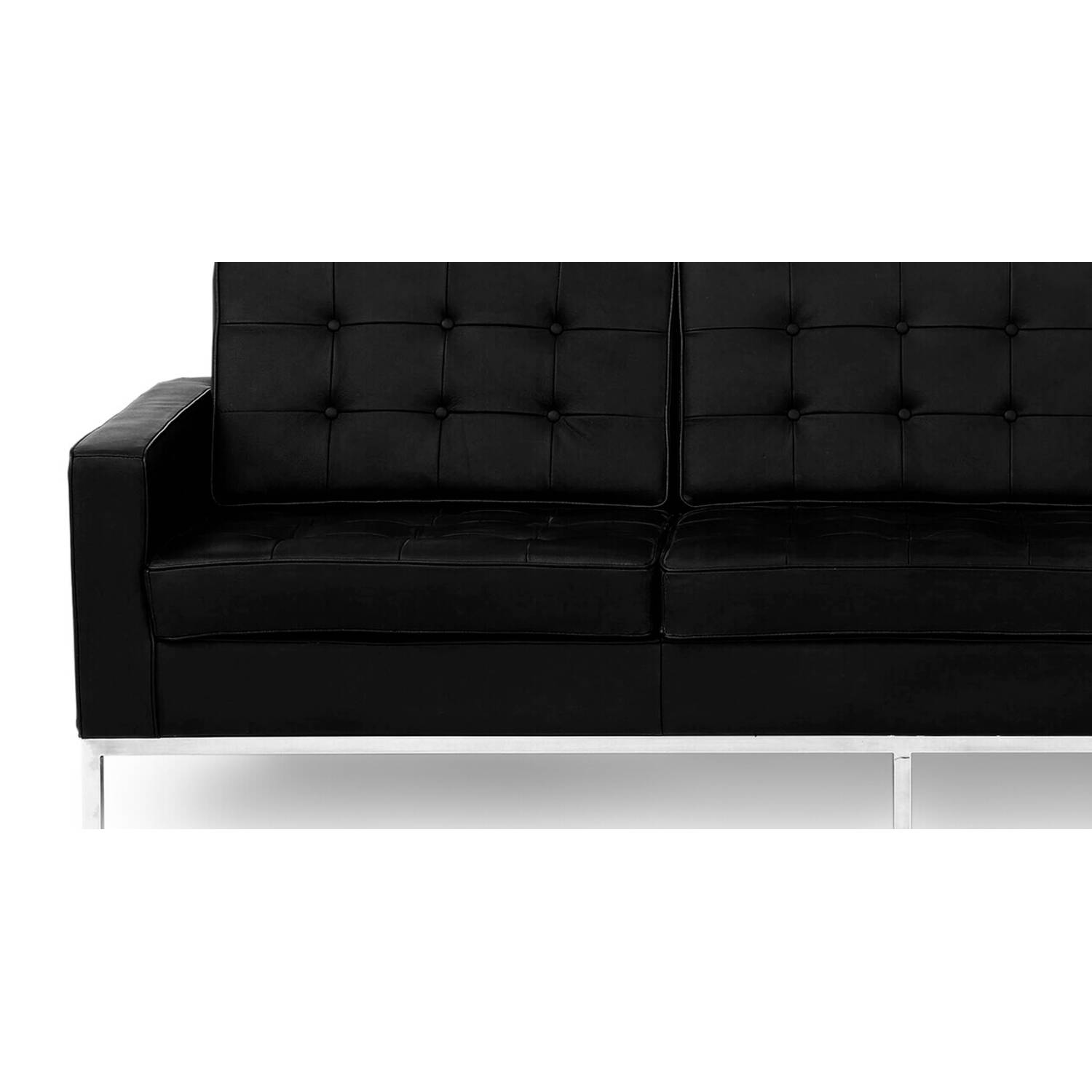 Черный кожаный трехместный диван Florence, экокожа