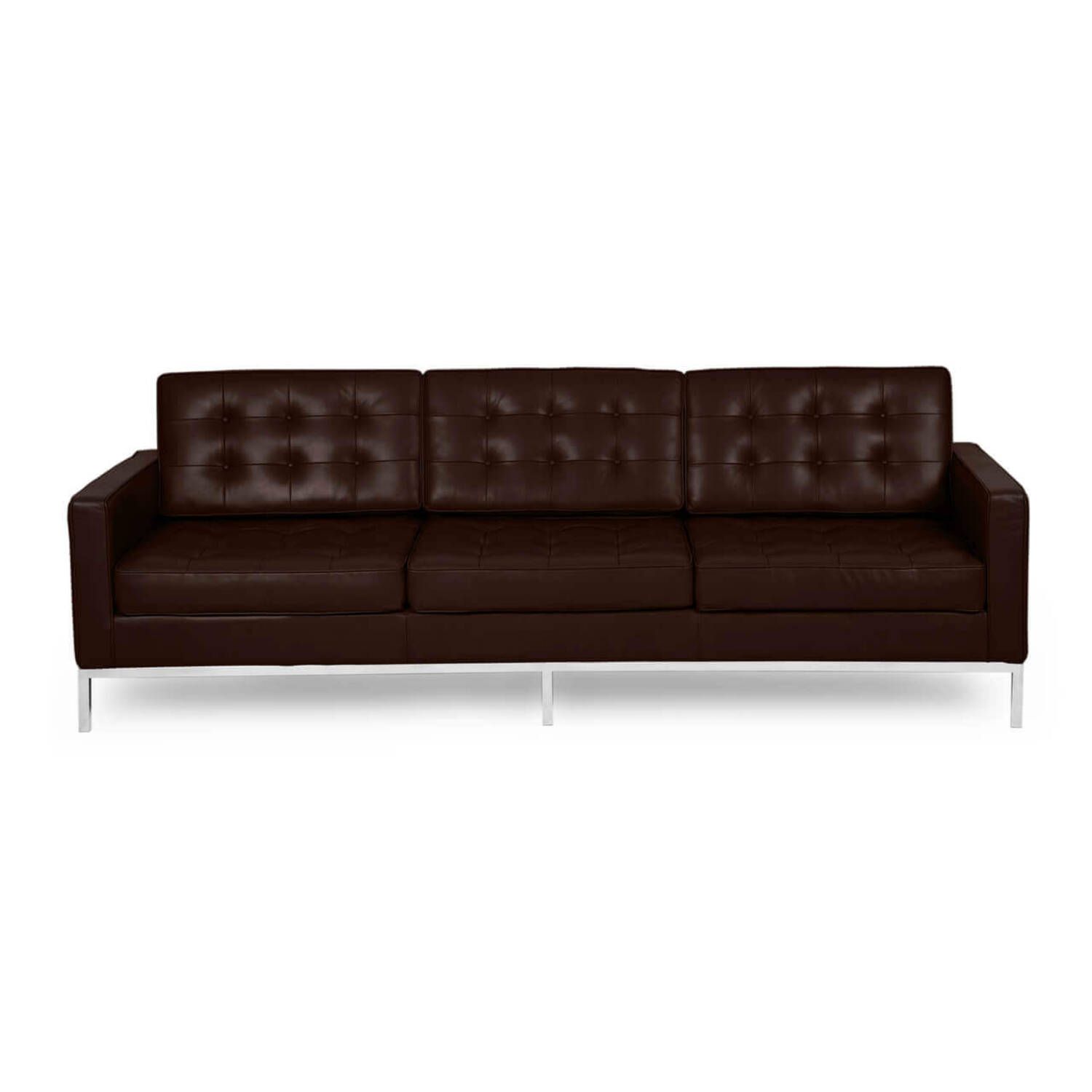 Коричневый кожаный трехместный диван Florence, экокожа