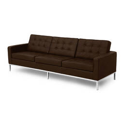 Коричневый кожаный трехместный диван Florence