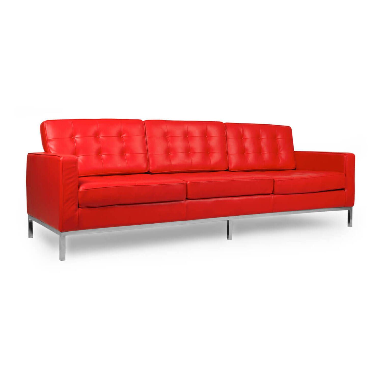 Красный кожаный трехместный диван Florence, экокожа