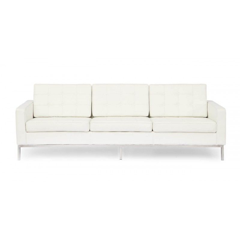 Кремовый кожаный трехместный диван Florence