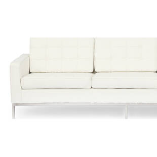 Кремовый кожаный трехместный диван Florence
